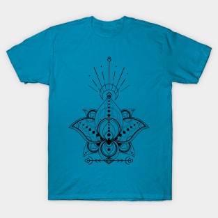 Meditation - Sacred Lotus Flower, Yoga Instructor, BOHO, Sacred Geometry T-Shirt